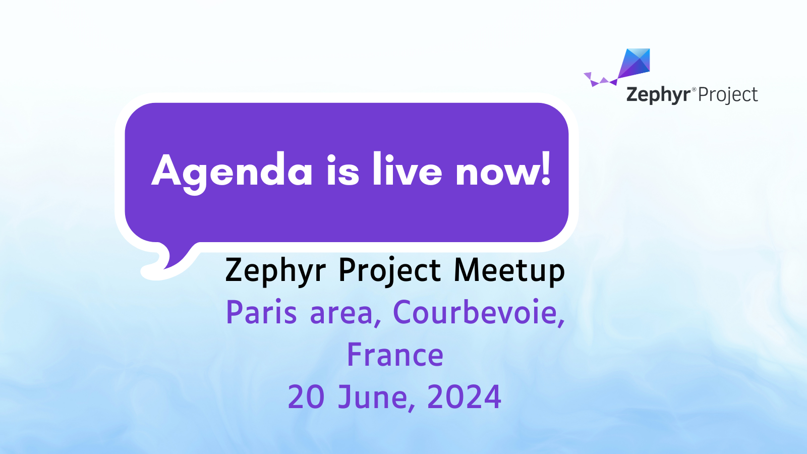 agenda is live now - Zephyr project meetup, Paris, France