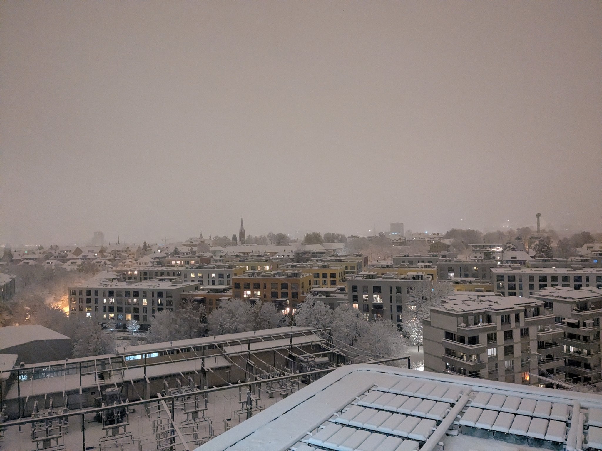 snow storm outside of Gardena office - Zurich, Switzerland: Photo taken during Zephyr project meetup at Gardena