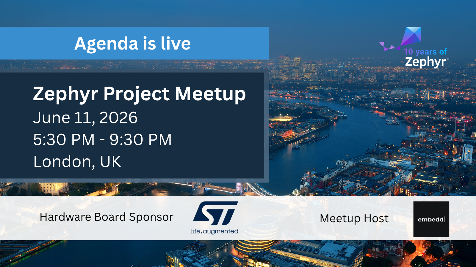 Agenda is live - Zephyr Project Meetup - London, UK -June 11, 2026